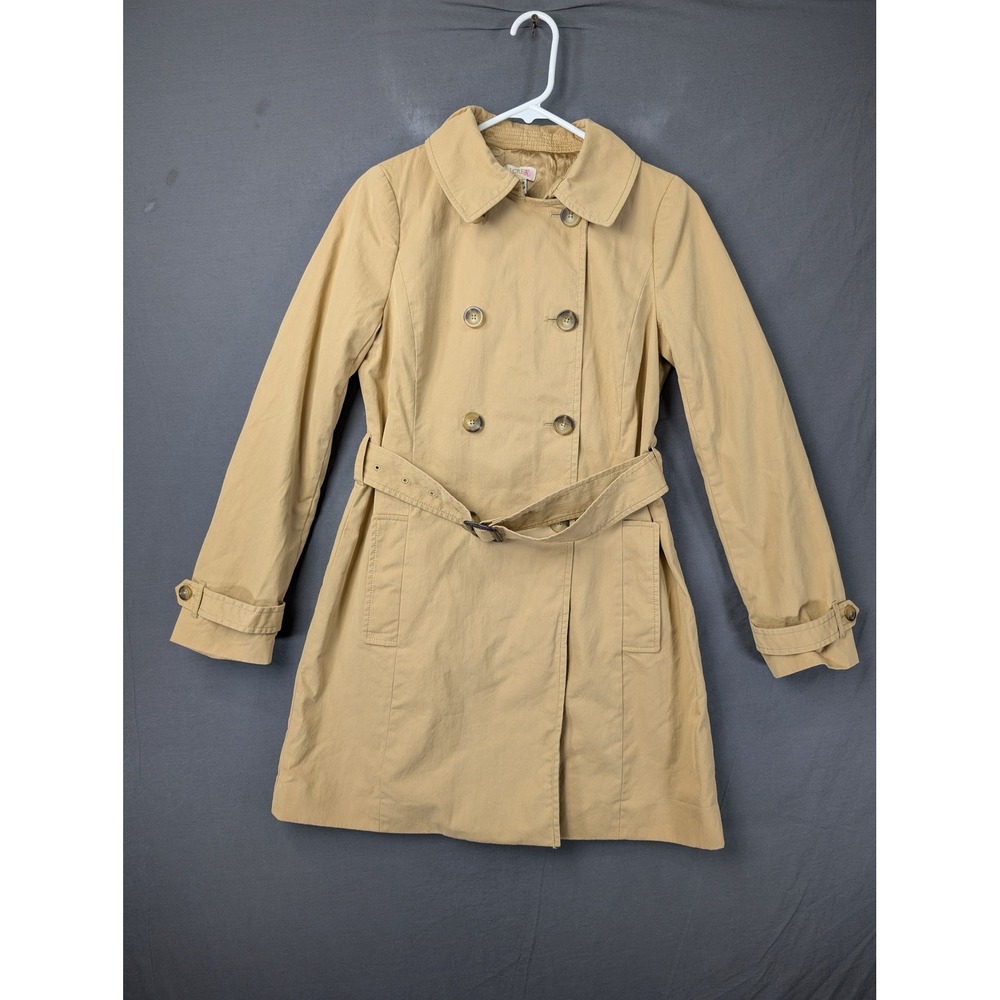 J Crew Women Tan Double Breasted Belted Trench Coat Jacket Size 4‎